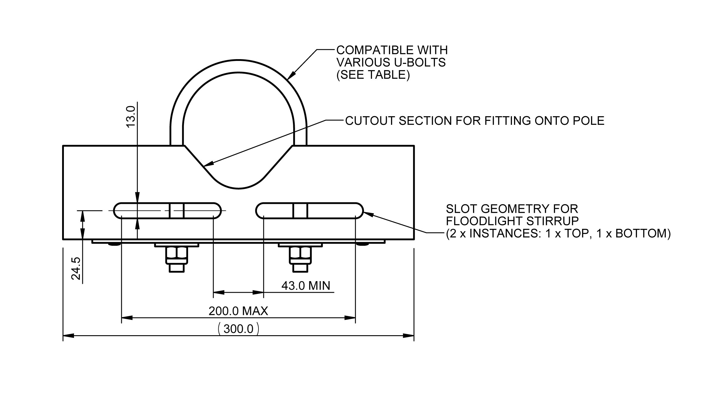 Single Floodlight Bracket | Mounting Brackets | Pudsey Diamond